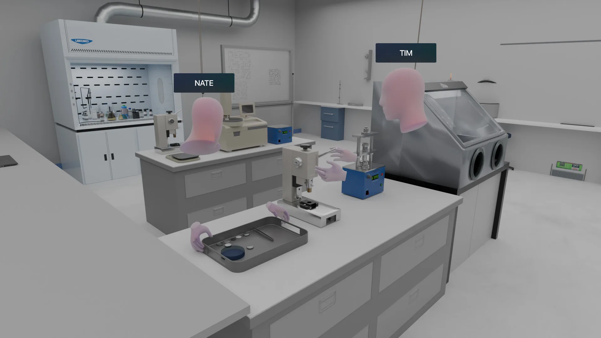 Multi-user collaborative VR training in a virtual lab