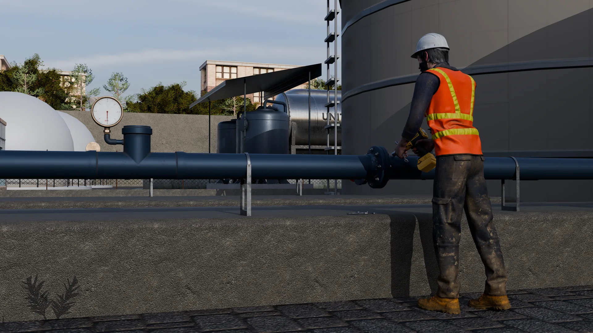 VR oil and gas operator training - pipeline flange operation
